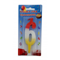 Lumânare cifra 6 Tricolor